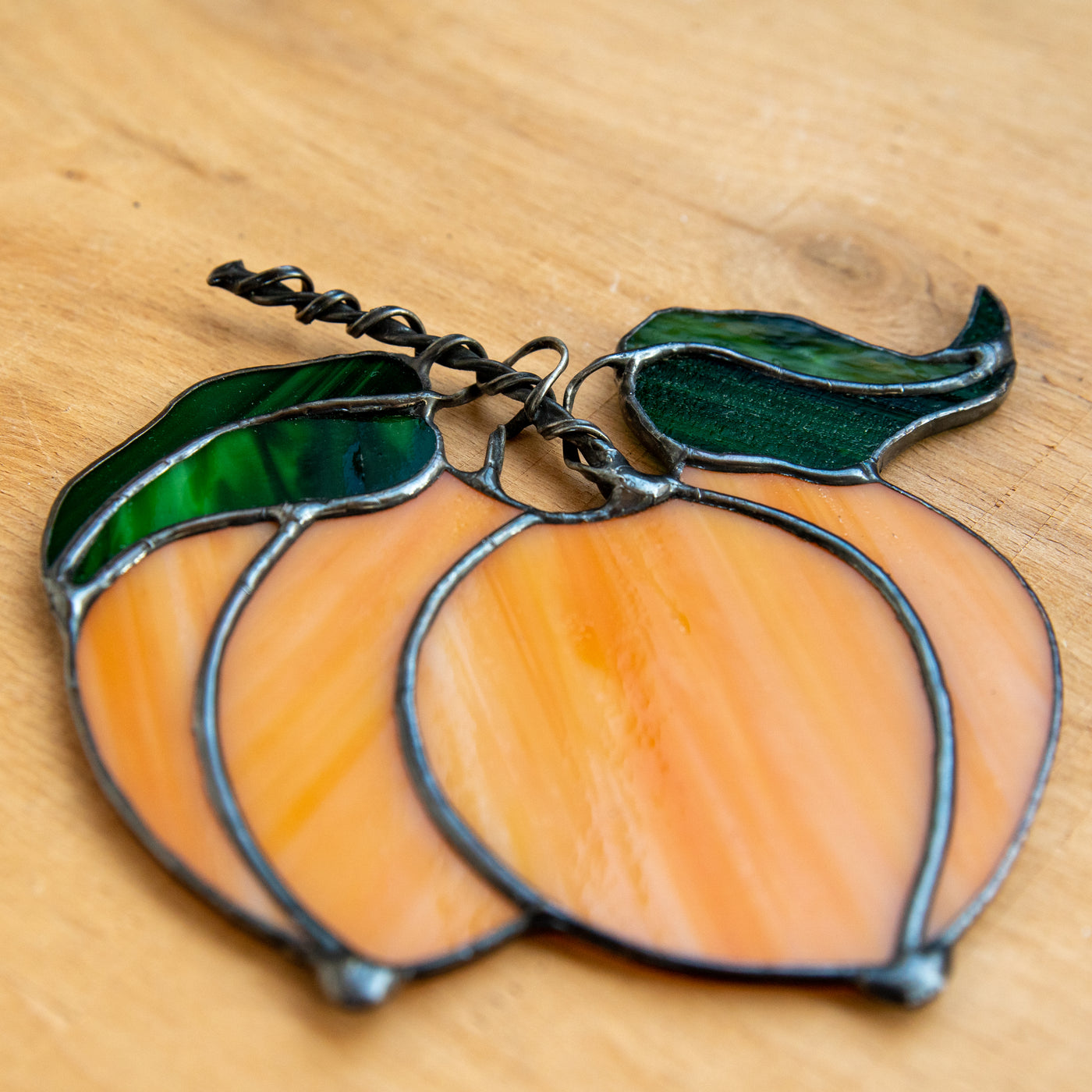 Zoomed stained glass peaches suncatcher