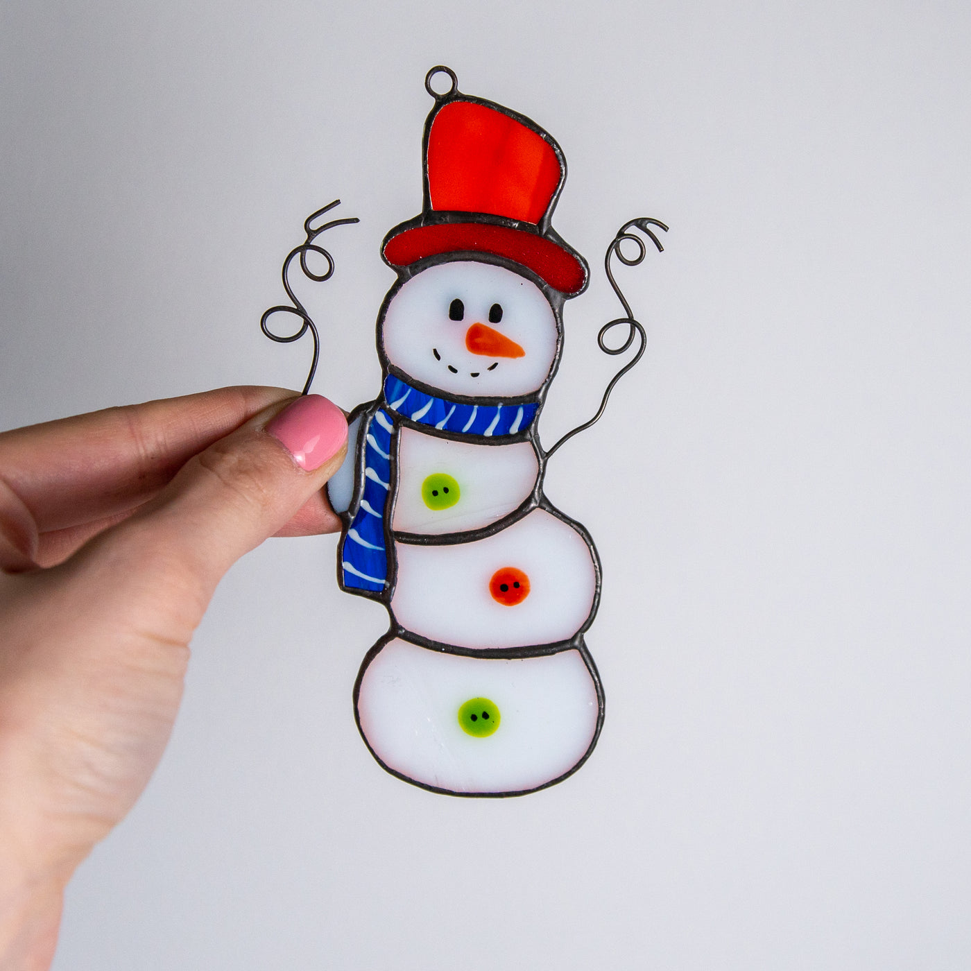 Christmas Snowman suncatcher of stained glass