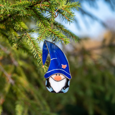 Stained glass boy gnome as a New Year Tree decoration