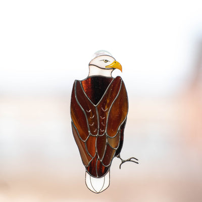 Stained glass eagle suncatcher from the back 