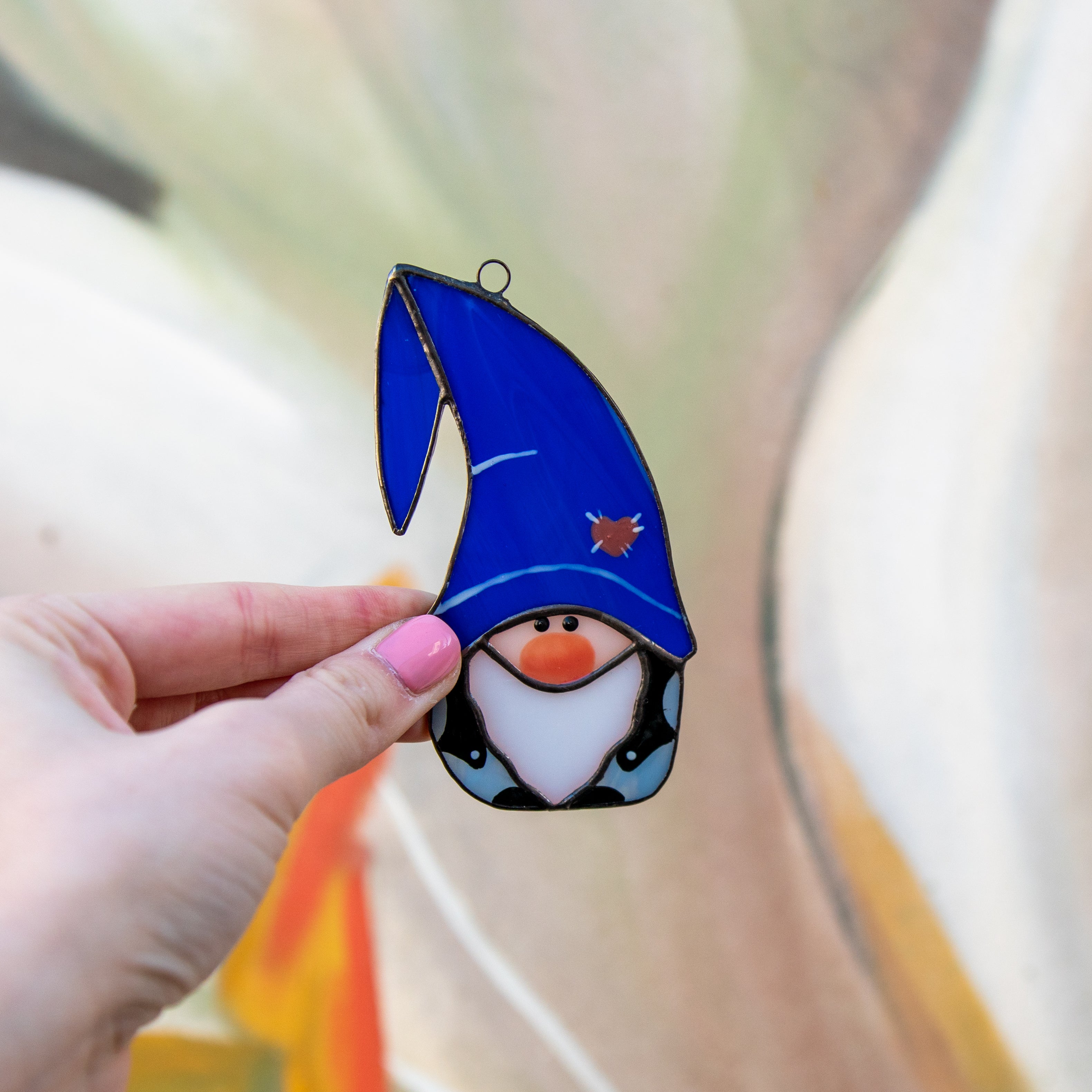 Gnome boy stained glass suncatcher