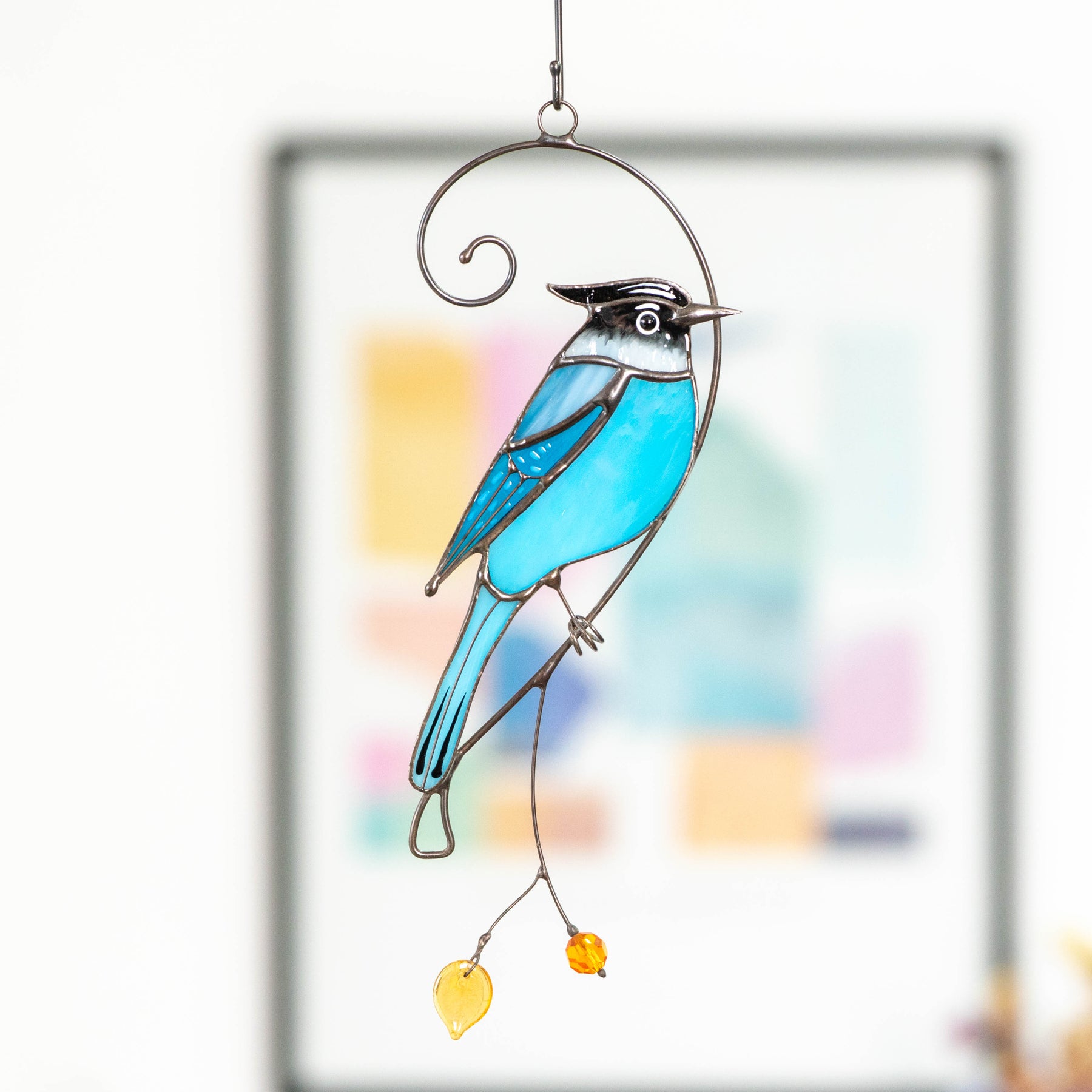 Blue Jay Stained Glass Bird Suncatcher Christmas Gifts Blue Jay Feathers  Custom Stained Glass Window Hangings Blue Jay Art Stained Glass 