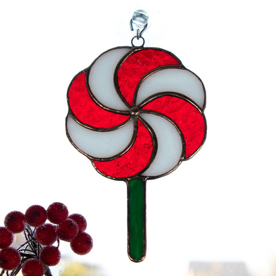 Stained glass Christmas Candy window hanging for home decor