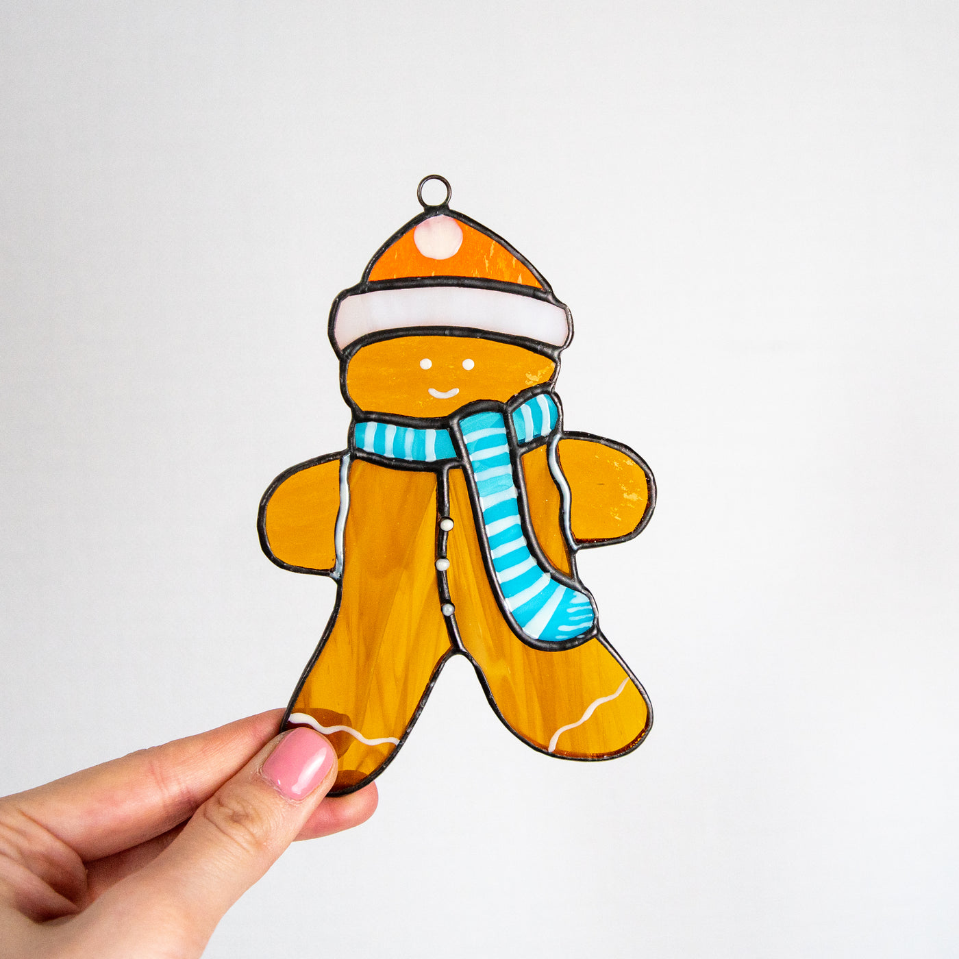 Cookie man suncatcher of stained glass for Christmas decor