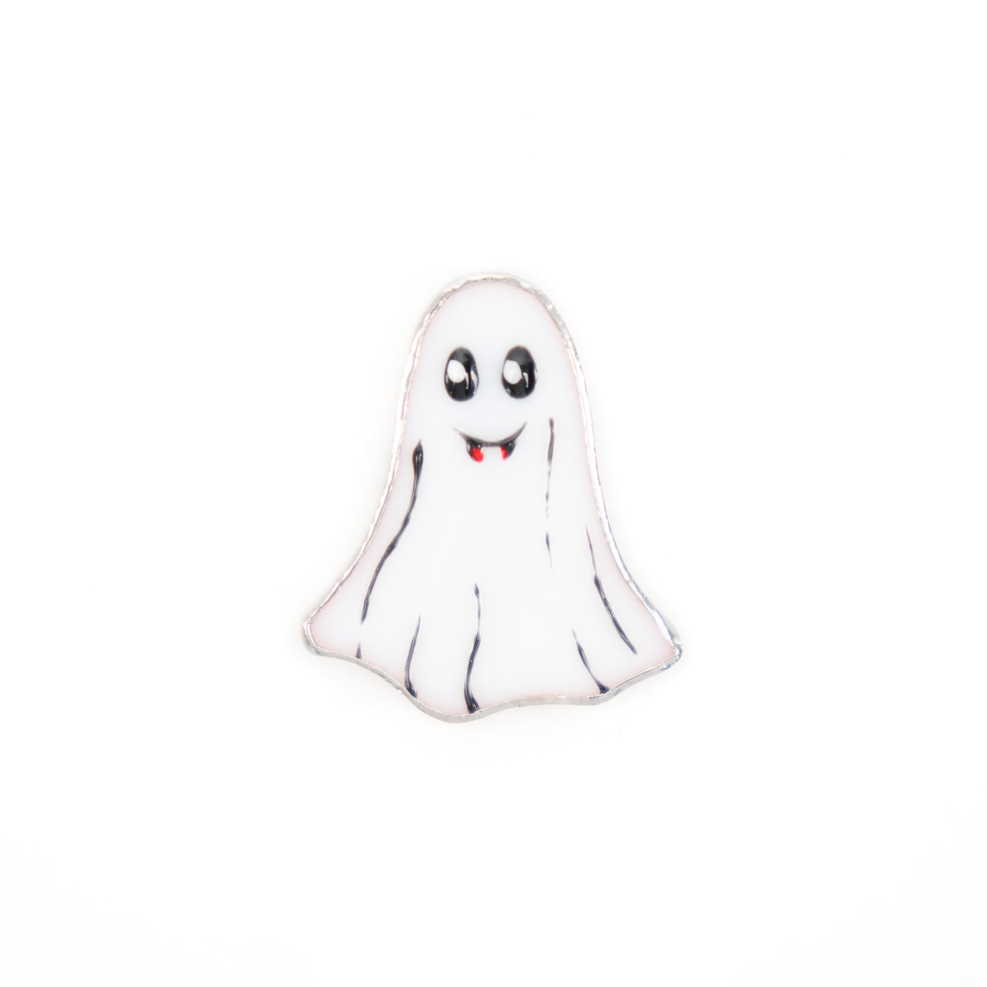 Stained glass happy ghost pin for Halloween 