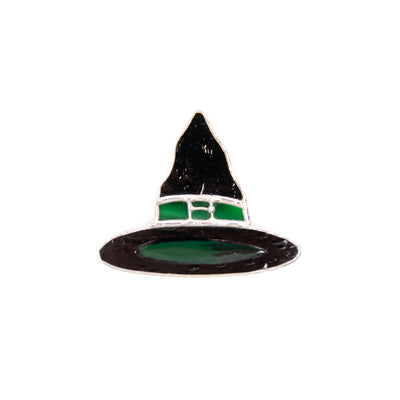Stained glass witch hat pin for Halloween