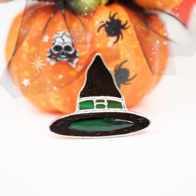 Halloween witch hat brooch of stained glass 