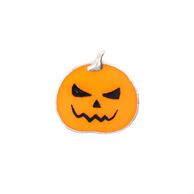 Smiling stained glass Halloween pumpkin pin