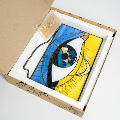 Stained glass Ukrainian eye window panel in a brand box