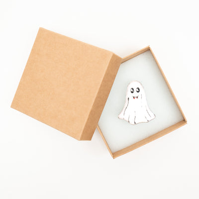 Stained glass ghost brooch in a brand box