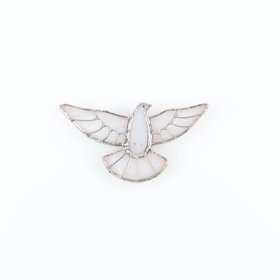 Zoomed stained glass dove pf peace brooch