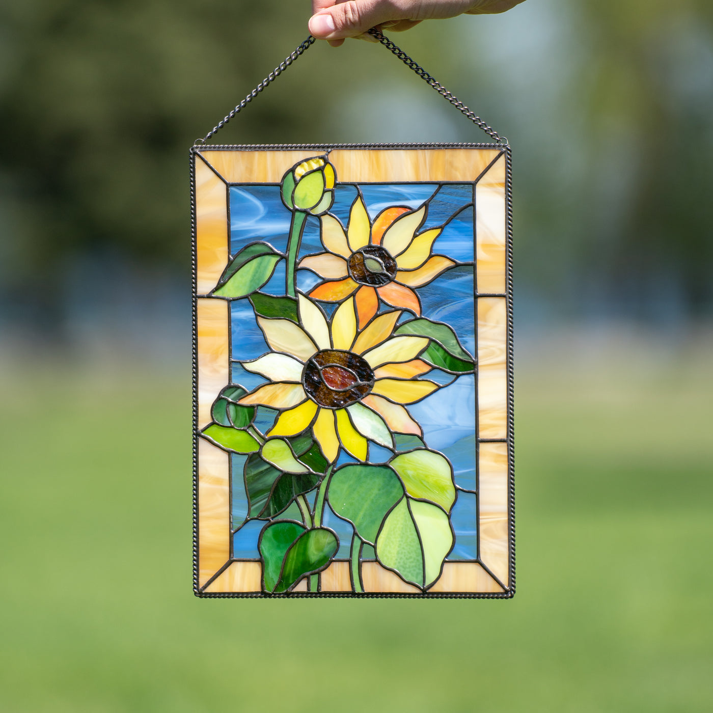 Stained glass Ukrainian sunflowers window hanging for home decor – Glass Art Stories stained-glass-ukrainian-sunflowers-window-hanging-for-home-decor-glass-art-stories