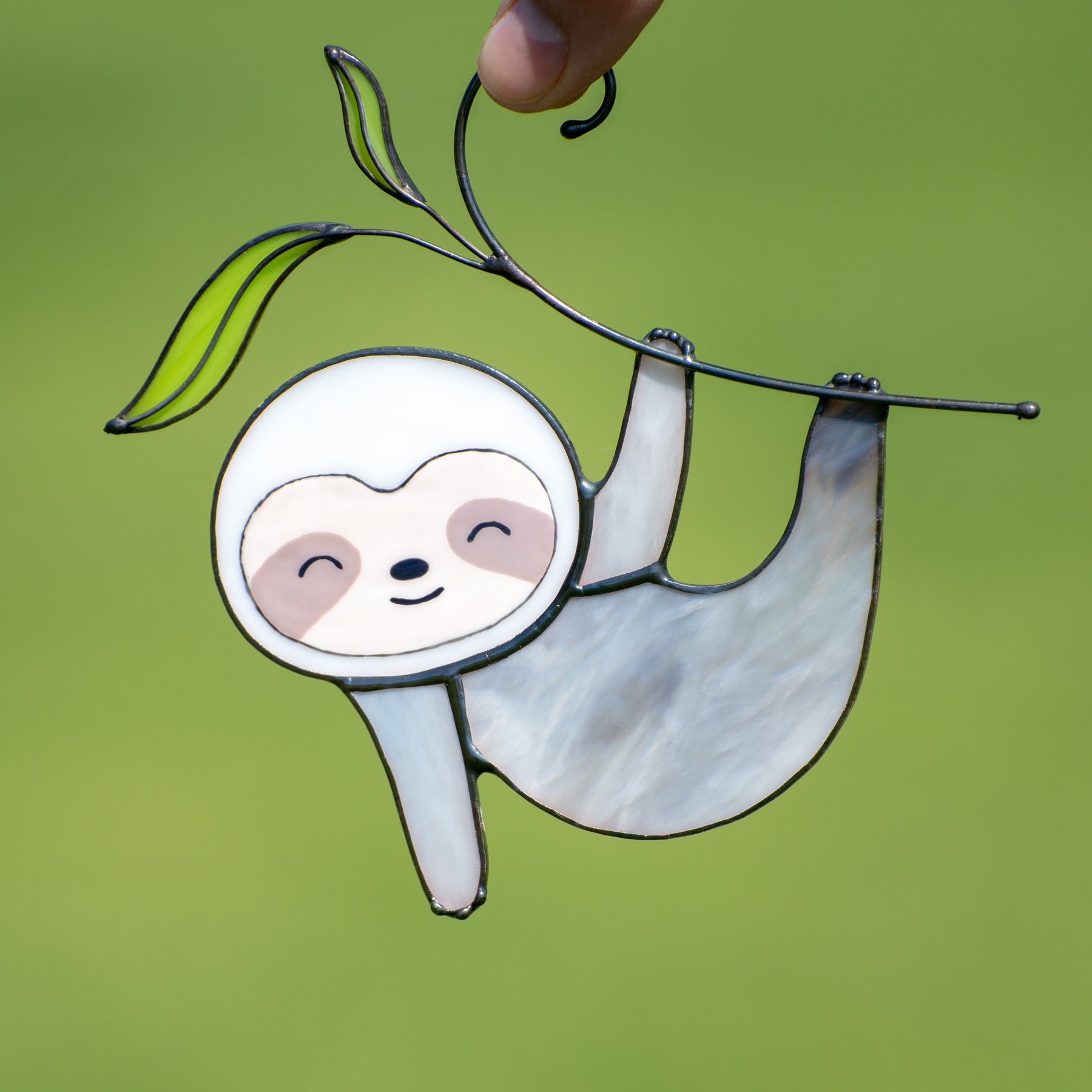 Cute sloth stained glass window hanging for home window decor – Glass ...