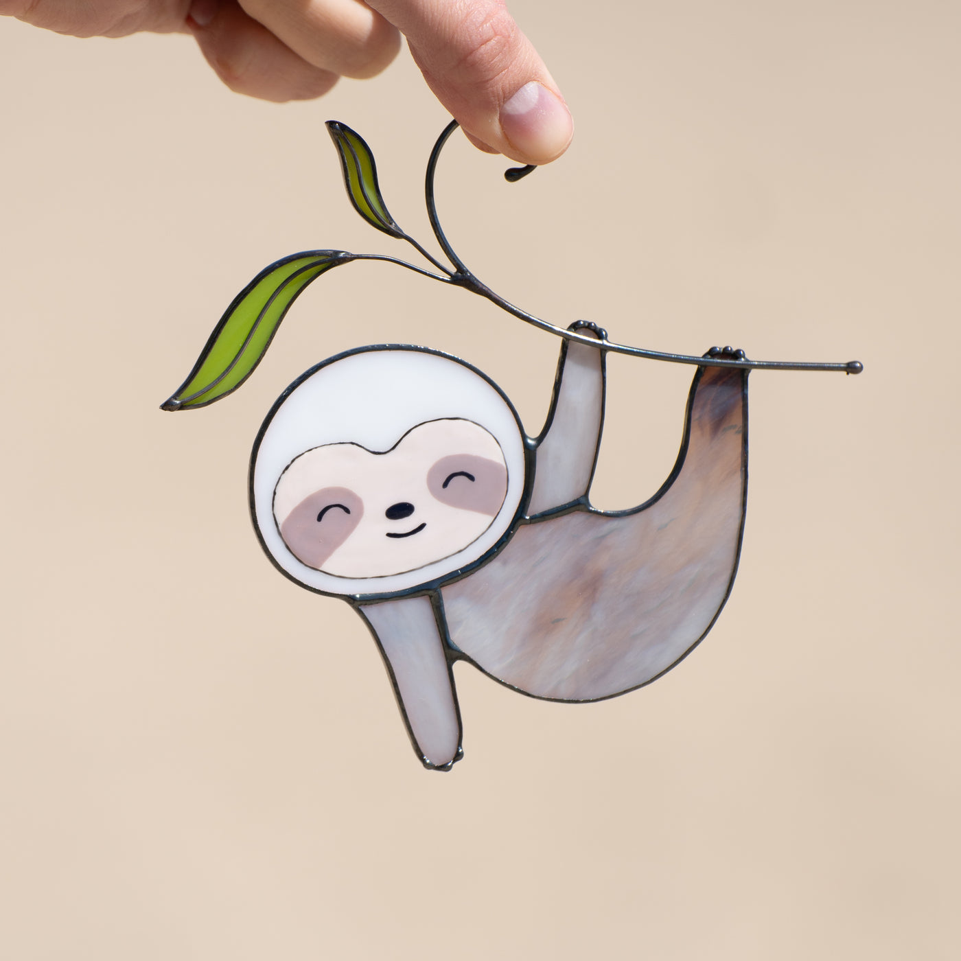 Cute sloth stained glass window hanging for home window decor – Glass ...
