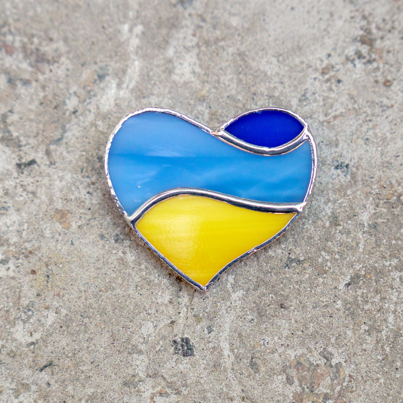 Stained glass Ukrainian heart brooch