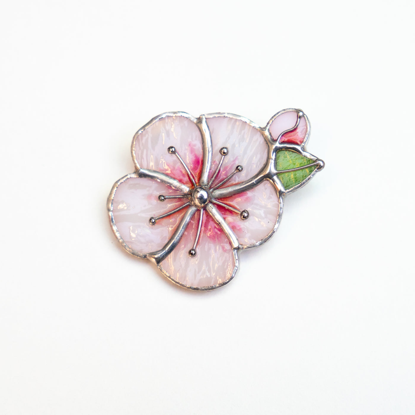 Zoomed stained glass sakura blossom pin