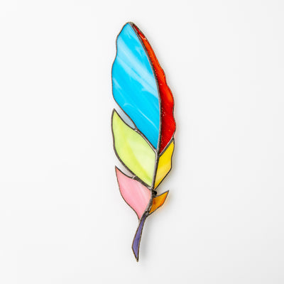 Stained glass colourful feather suncatcher 