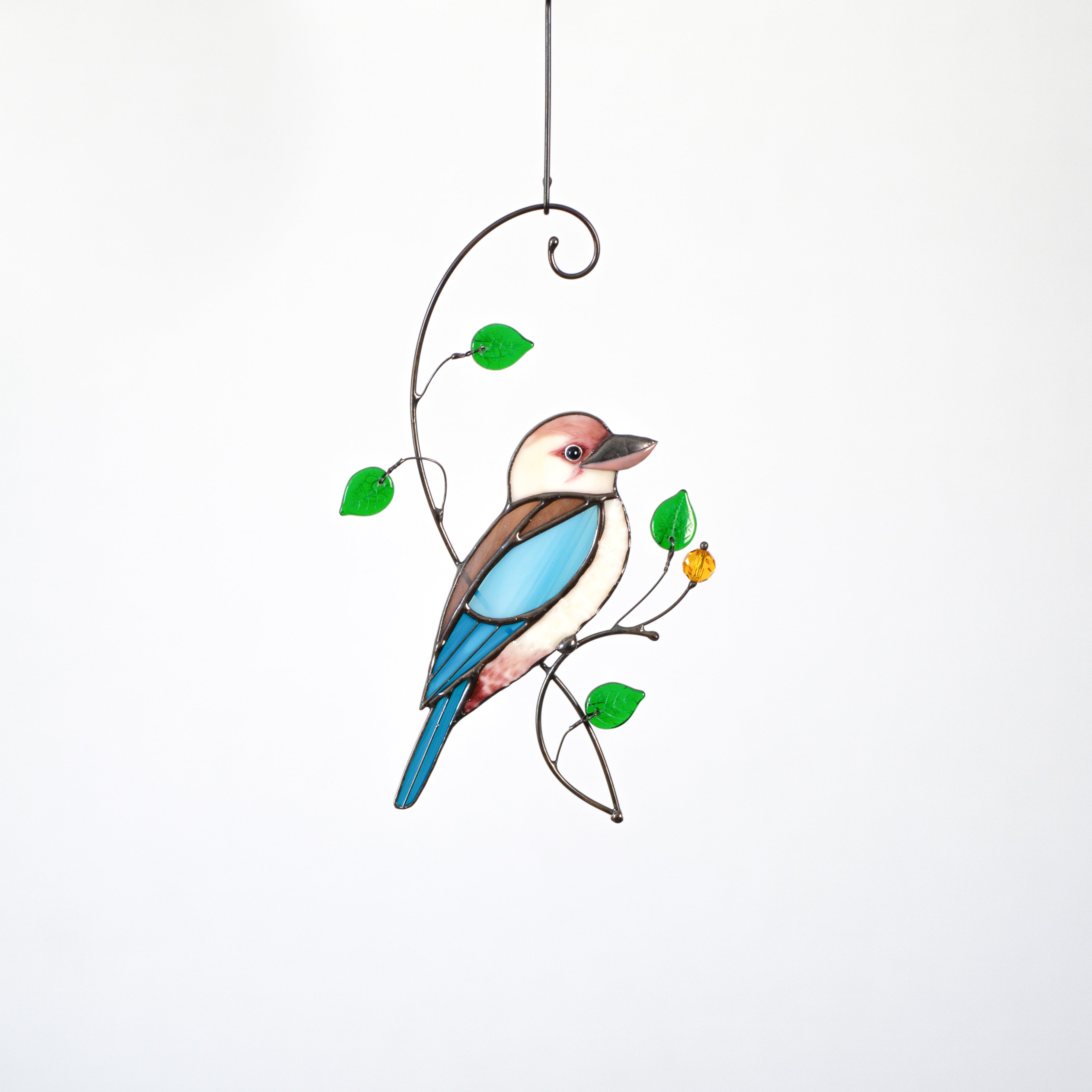Kookaburra bird stained glass window hanging for garden decor – Glass ...