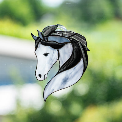 Suncatcher of stained glass horse