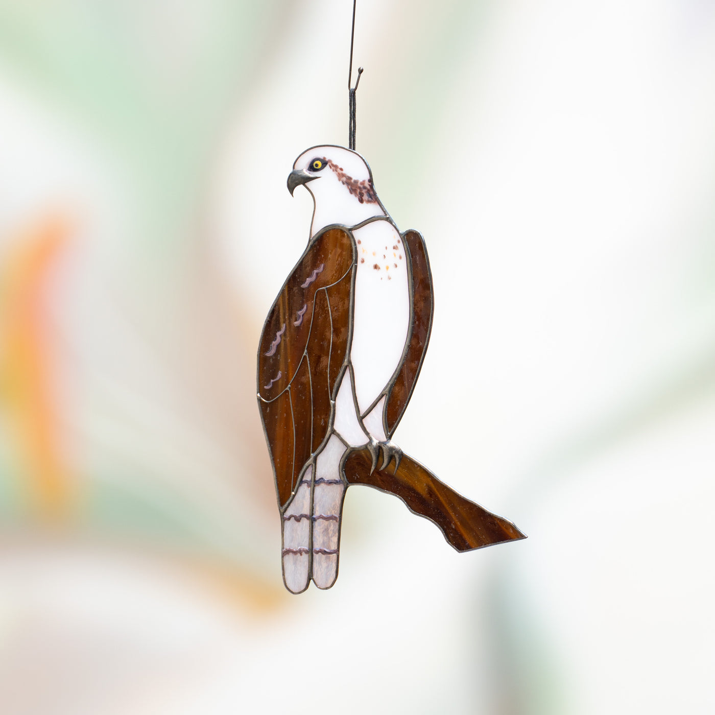 Stained glass osprey window hanging 
