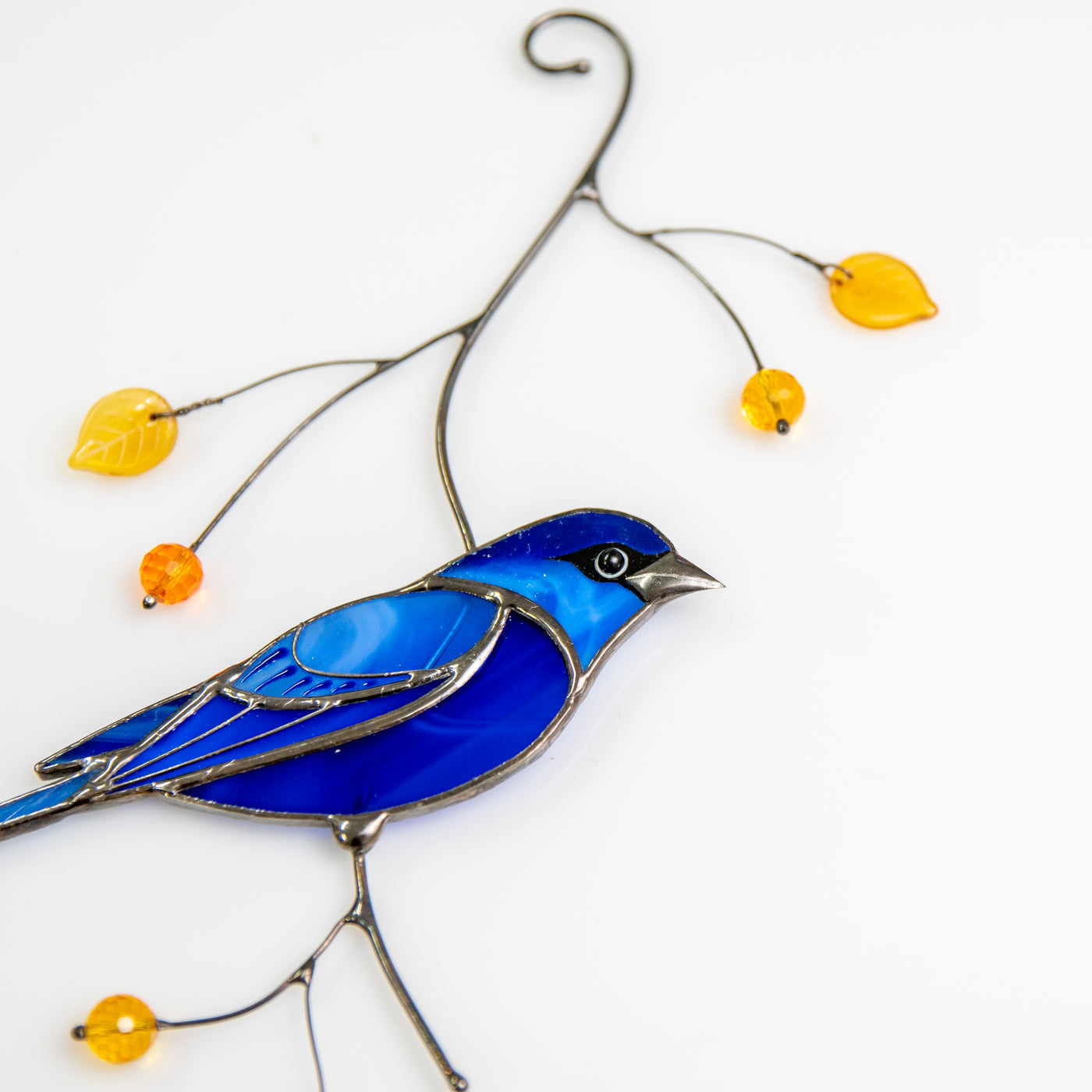 Stained glass painting bunting bird suncatcher for garden decoration –  Glass Art Stories