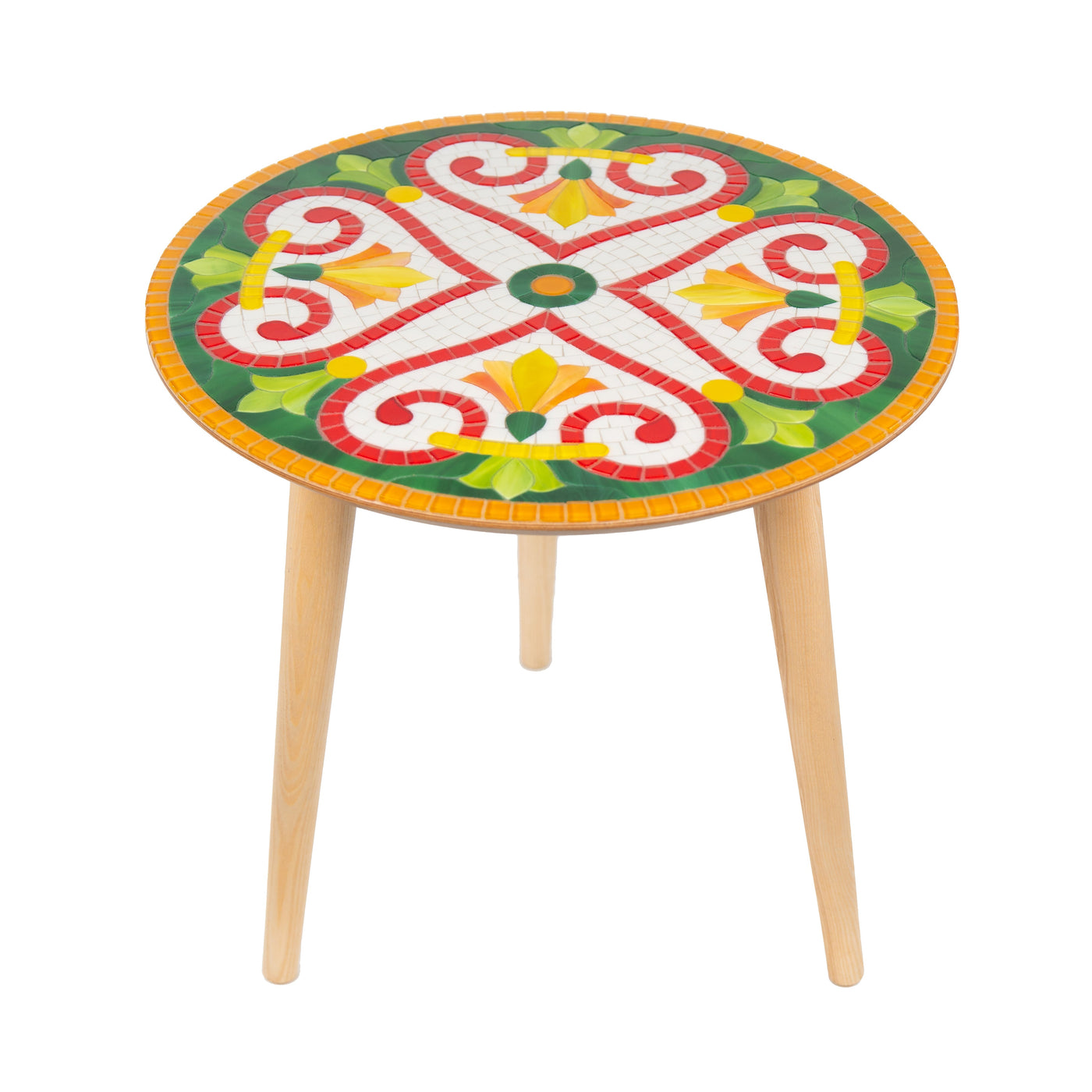Versace pattern on stained glass mosaic coffee table