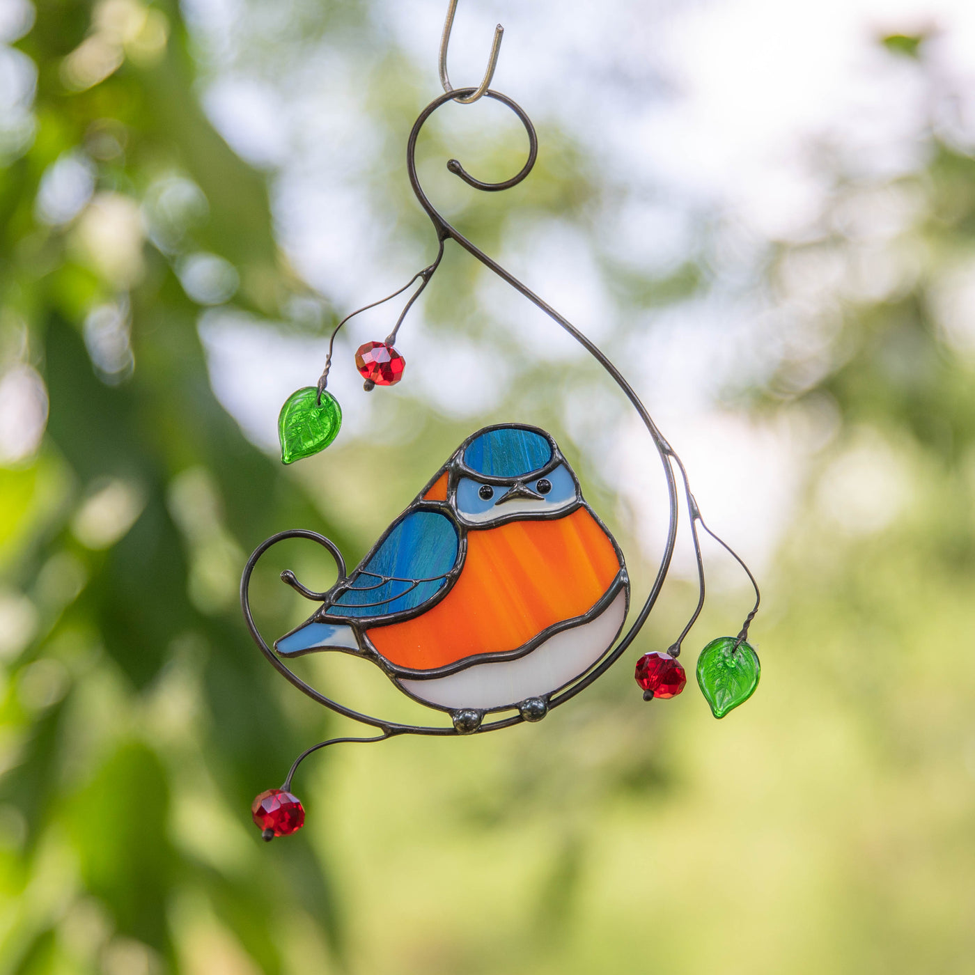 Bluebird suncatcher of stained glass