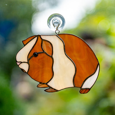 Stained glass guinea pig portrait made from photo suncatcher