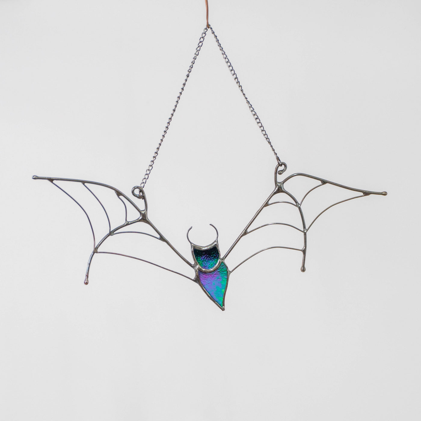 Stained glass bat with iridescent body suncatcher