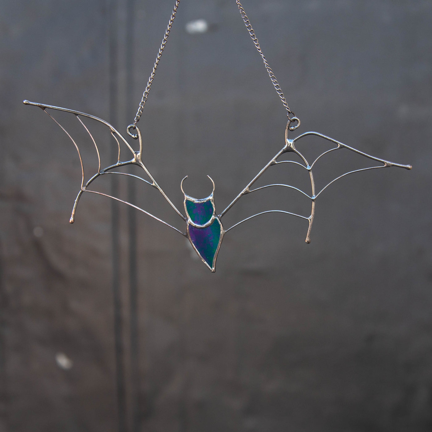 Halloween stained glass bat with iridescent body suncatcher for window