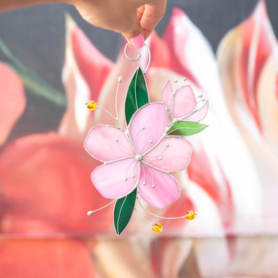 Sakura suncatcher of stained glass