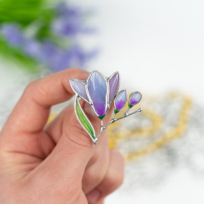 Zoomed stained glass freesia pin