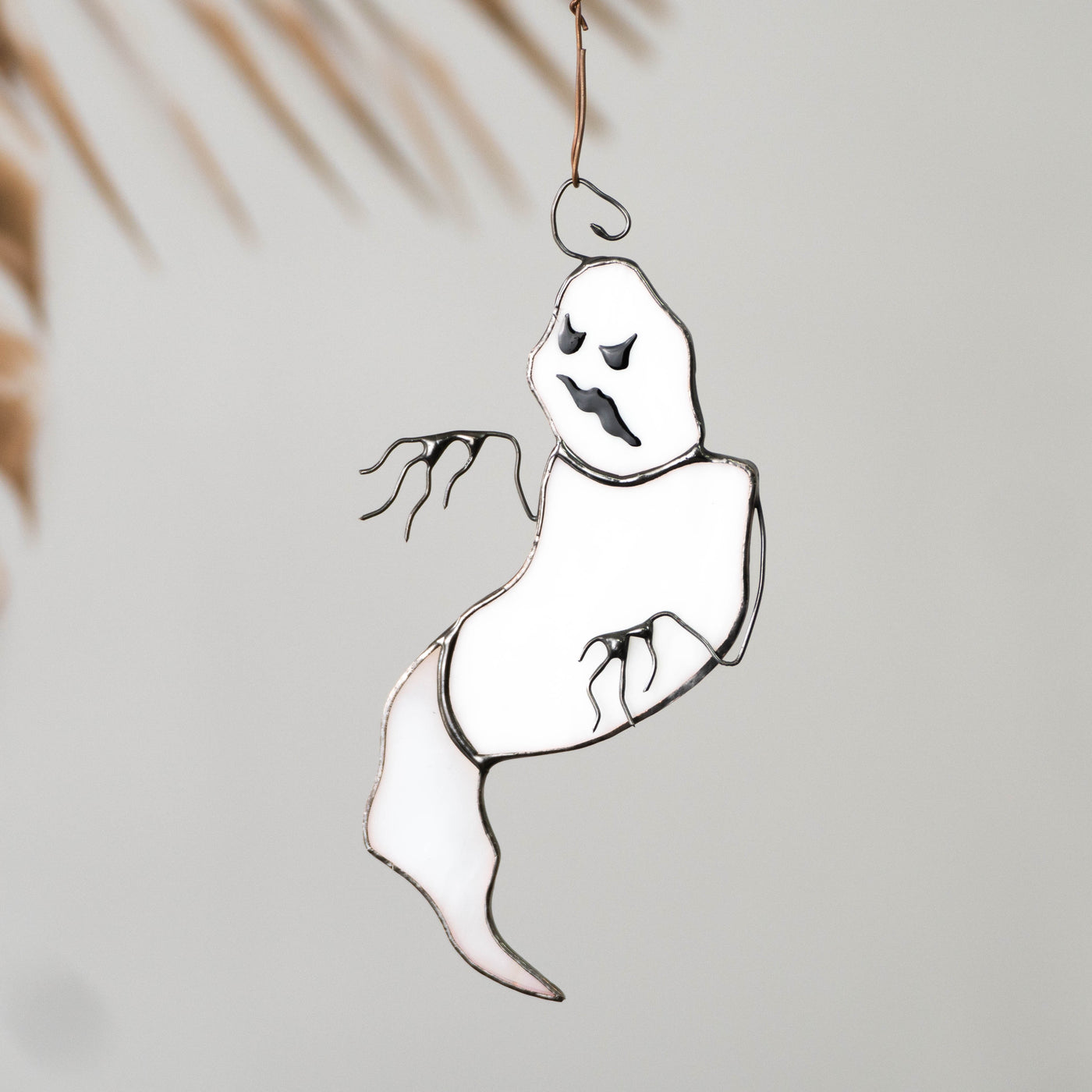 Halloween crooked ghost suncatcher of stained glass