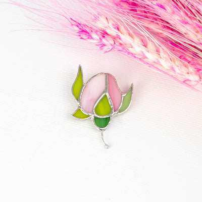 Stained glass peony flower pin 