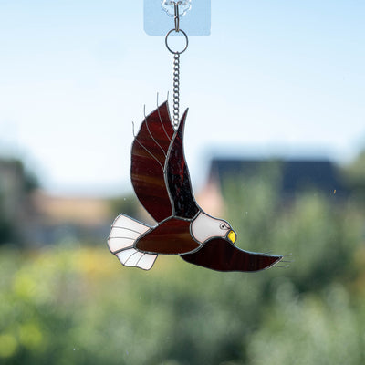 Stained glass flying eagle suncatcher for window decor