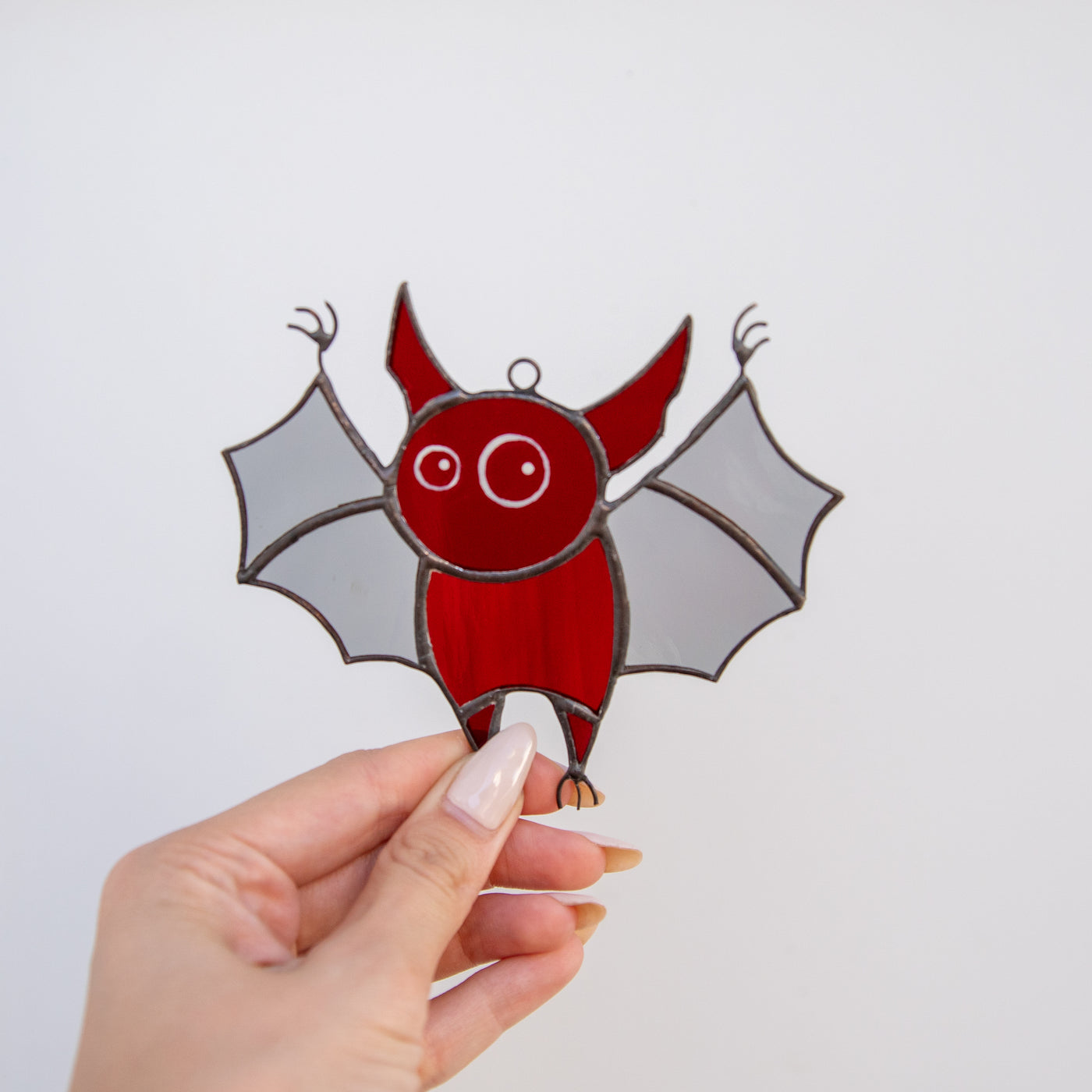 Stained glass Halloween red bat suncatcher 