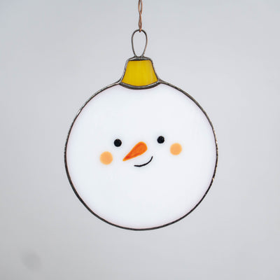 Round snowman suncatcher of stained glass