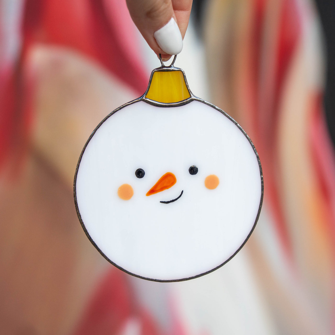Christmas snowman suncatcher of stained glass