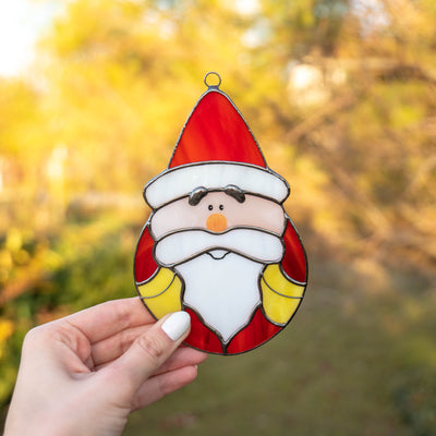 Stained glass Santa Claus window suncatcher for Christmas party