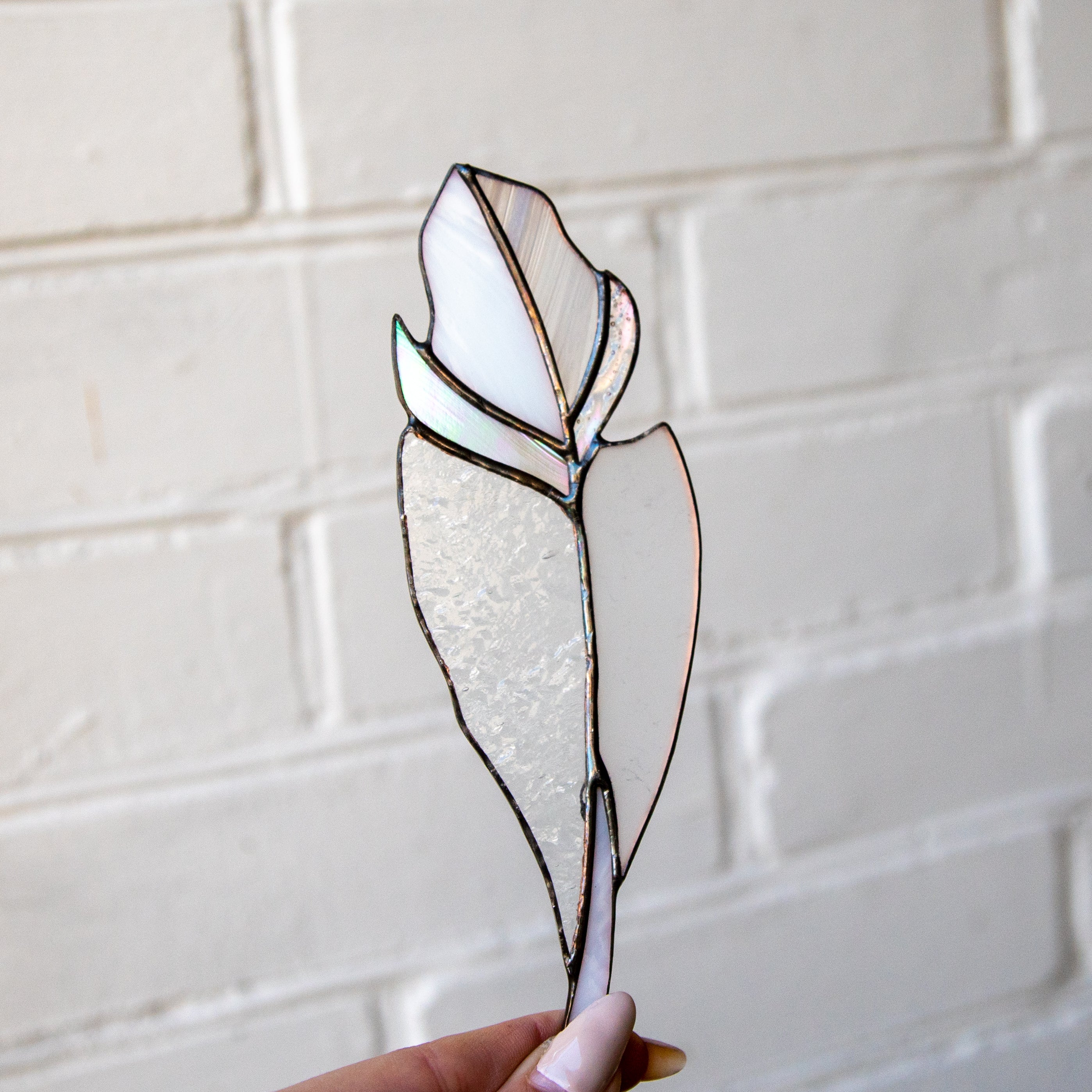 Clear Feather - Stained Glass Suncatcher