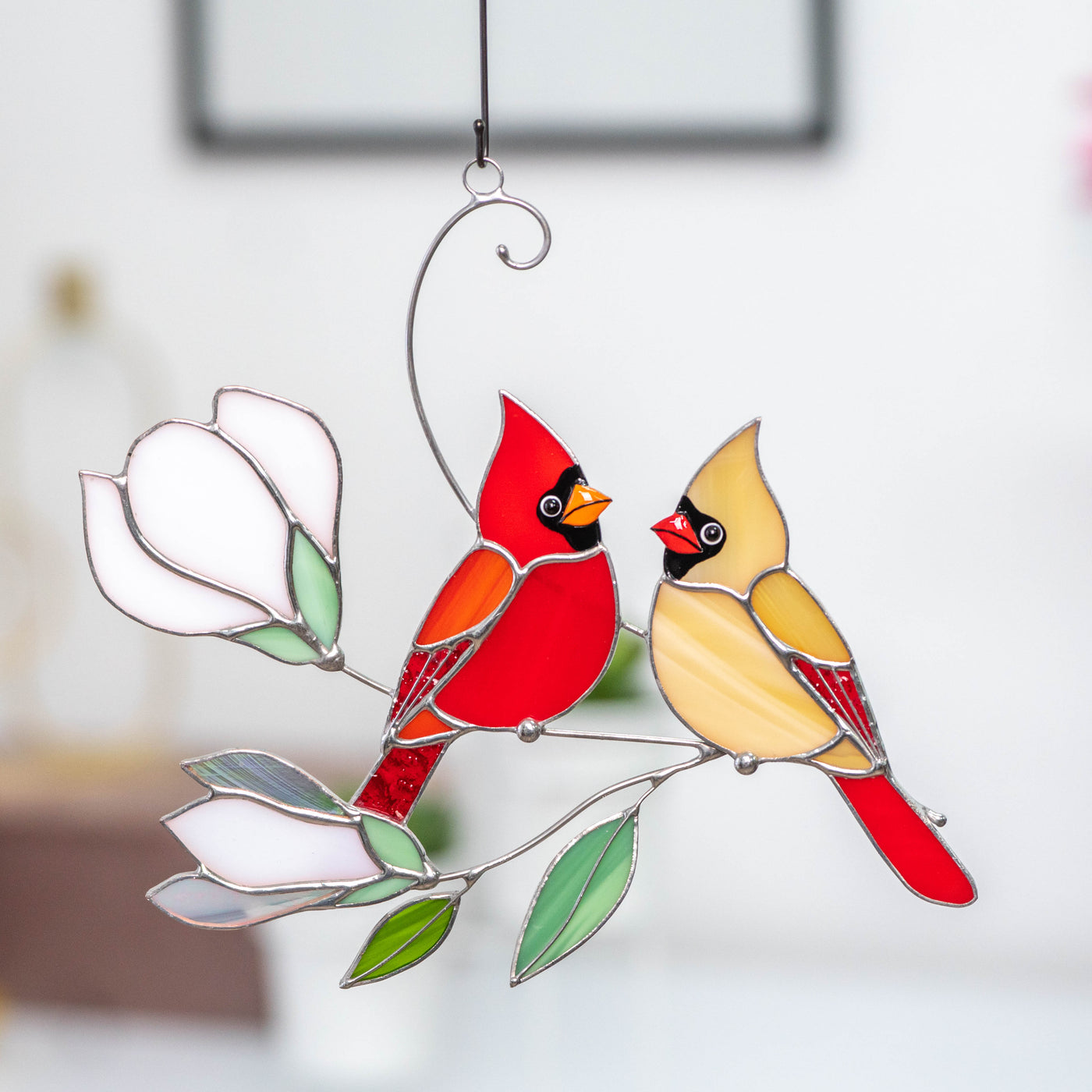 Stained Glass Couple of Cardinals