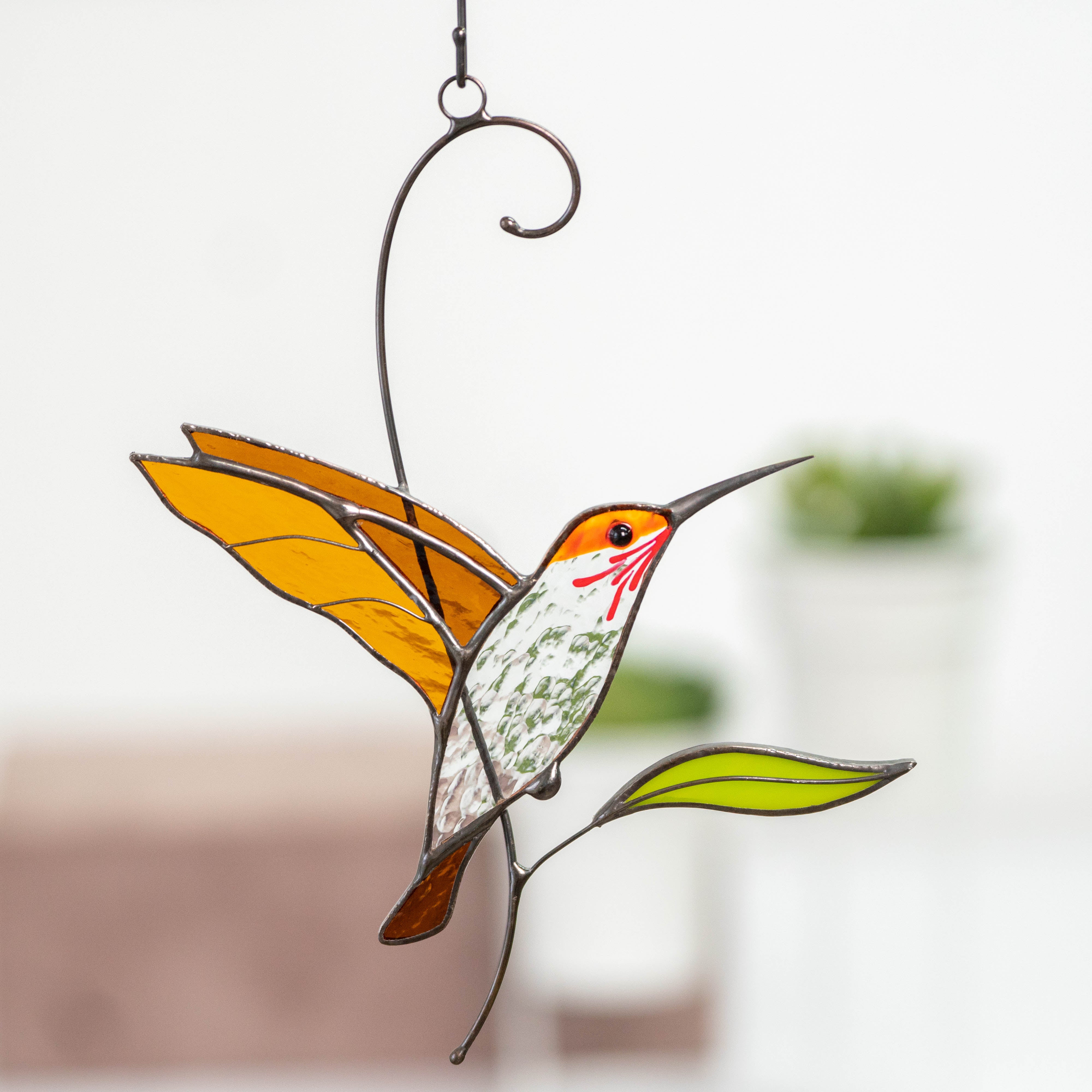 Golden flying hummingbird suncatcher for home window decoration – Glass ...