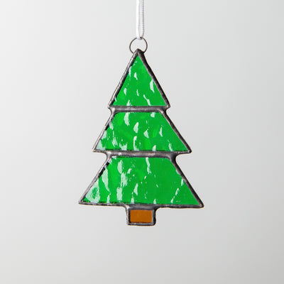 Stained glass Christmas tree window hanging