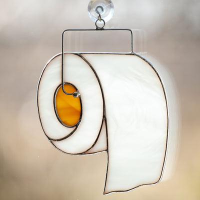 Stained glass toilet paper suncatcher
