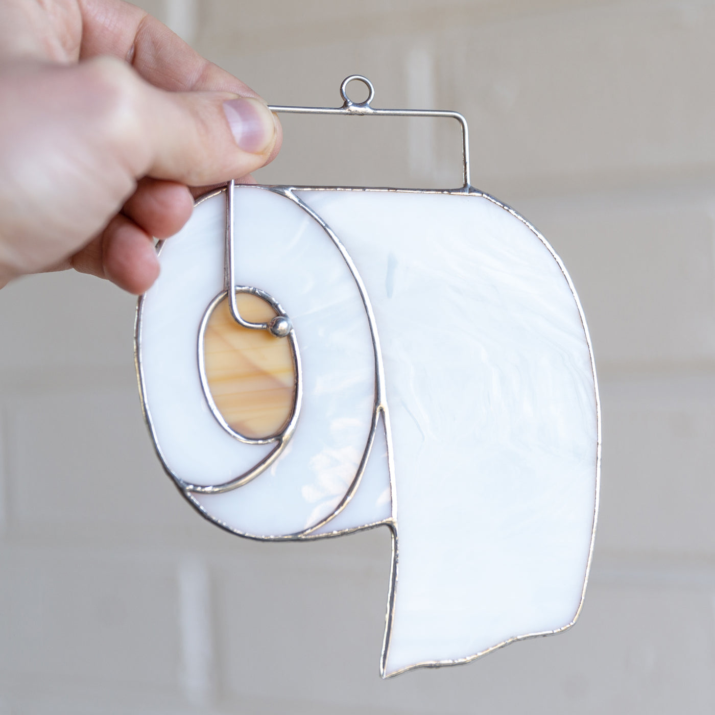 Suncatcher of a stained glass toilet paper for funny home decor