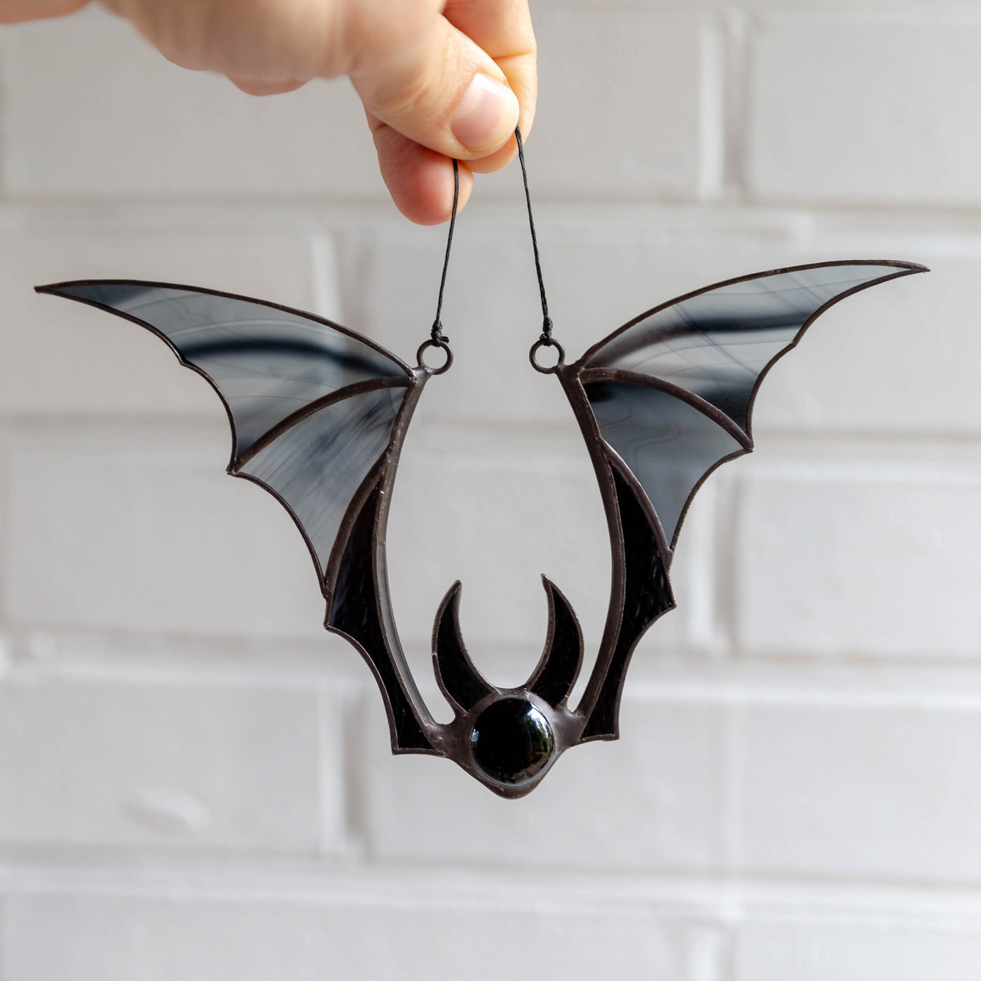 Stained glass black-winged bat suncatcher