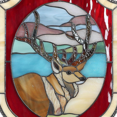 Zoomed stained glass deer panel for home decor