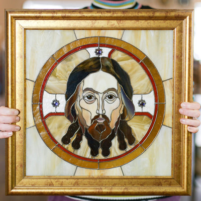 Portrait panel of Jesus Christ of stained glass 