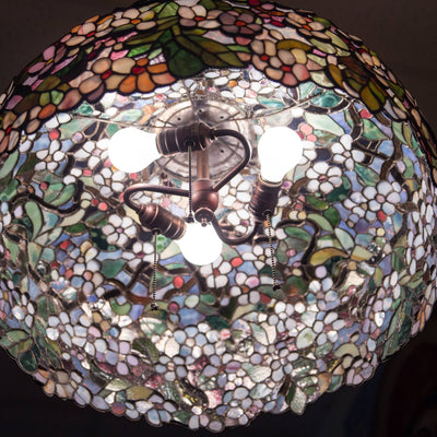 Stained glass cherry blossom chandelier from the inside