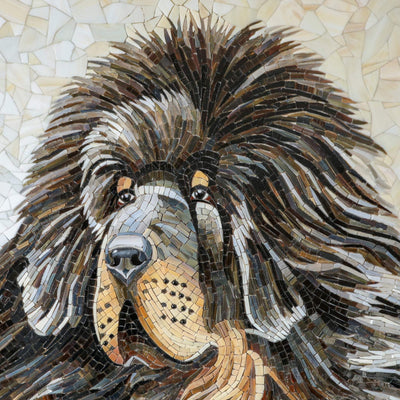 Zoomed stained glass snout of Tibetan Mastiff 